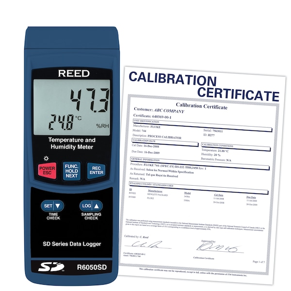 REED R6050SD Data Logging Thermo-Hygrometer, includes ISO Certificate